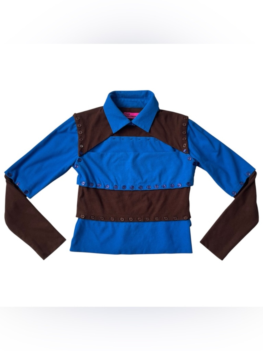 Tyler McGillivary Moira Blue Brown Blouse/ Mini Skirt Set